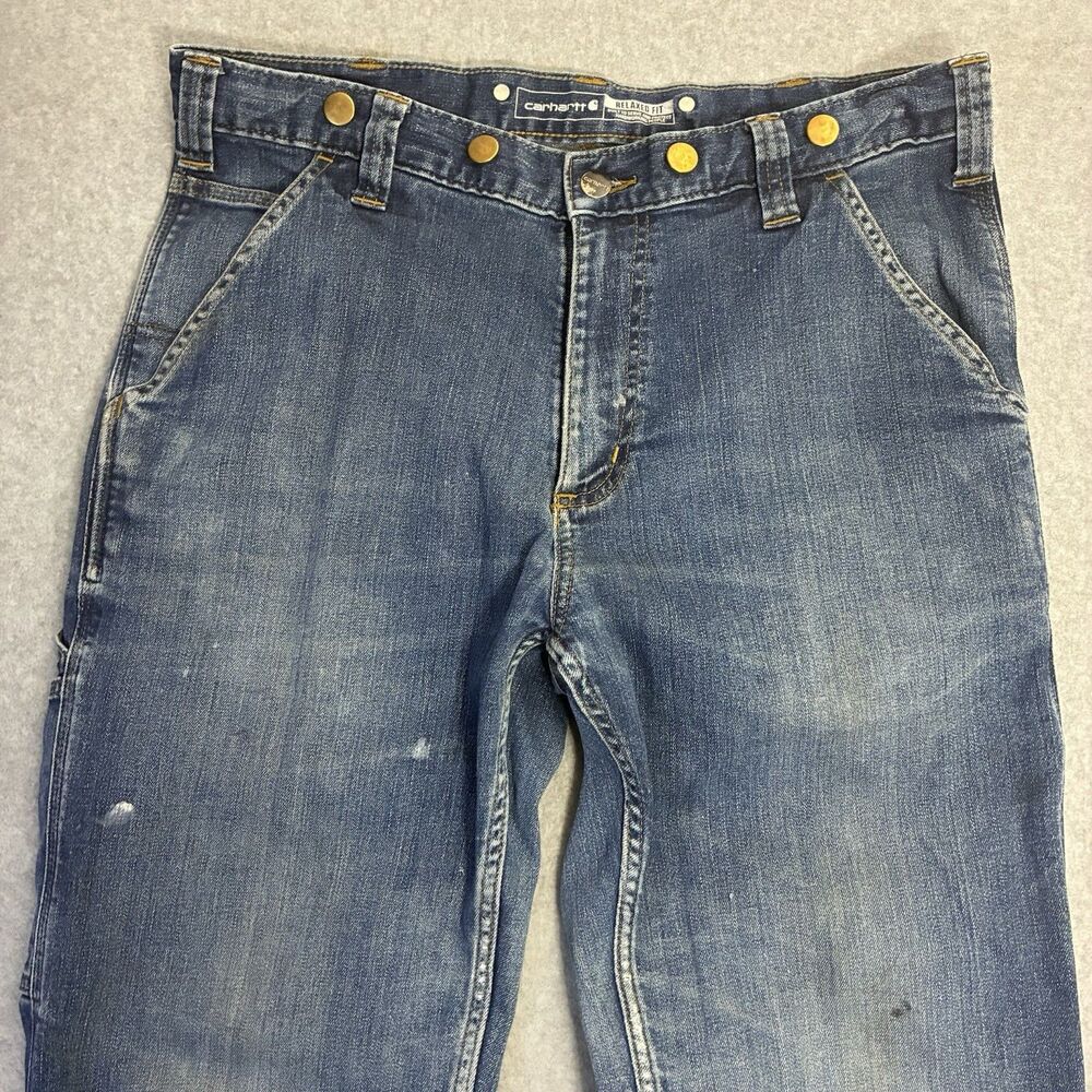 Carhartt Rugged Flex Relaxed Fit Utility Jeans Men’s 33x32 Carpenter Denim - Picture 2 of 10